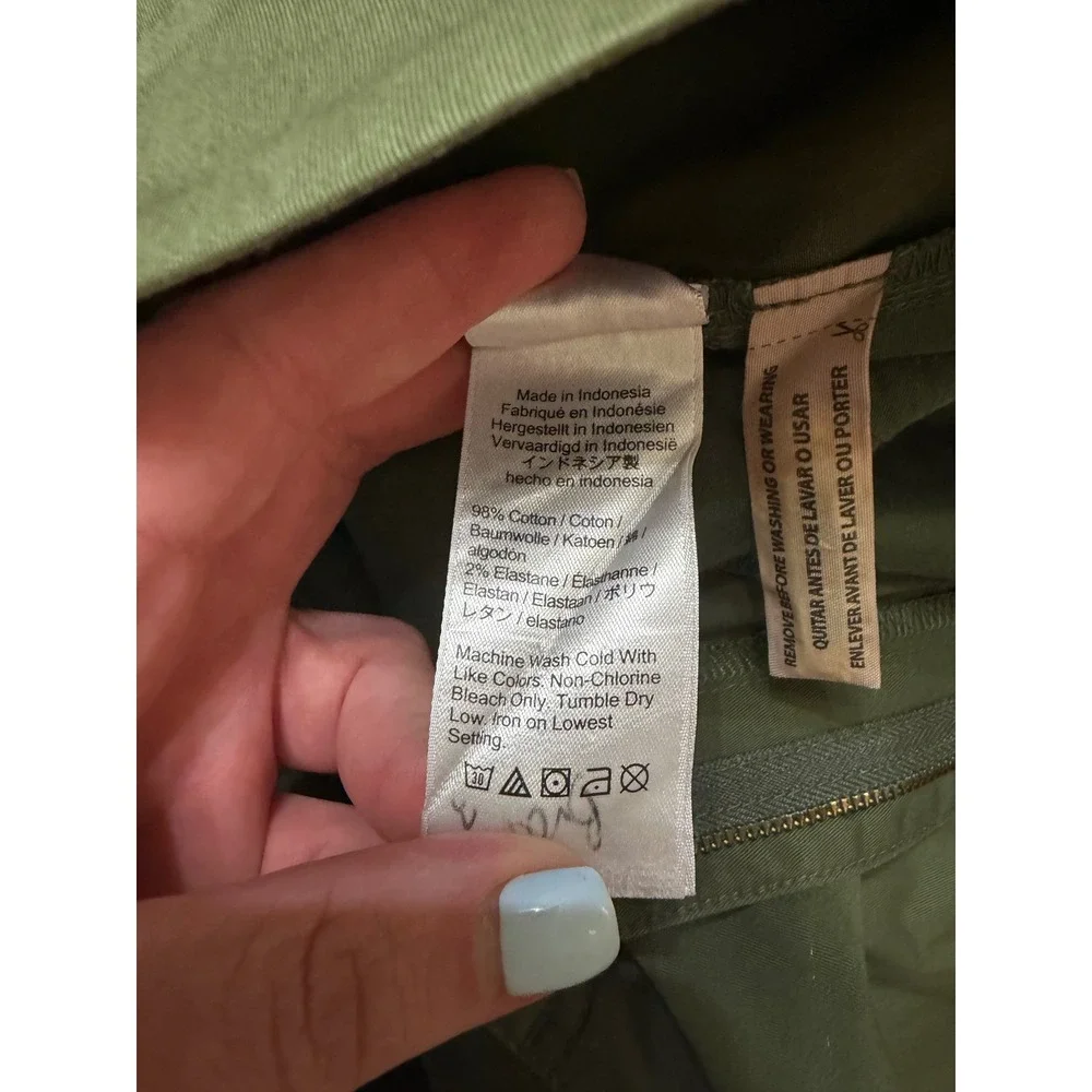 J.Crew Slim Boyfriend Chino Pants Olive Green Size 27 Cotton Stretch